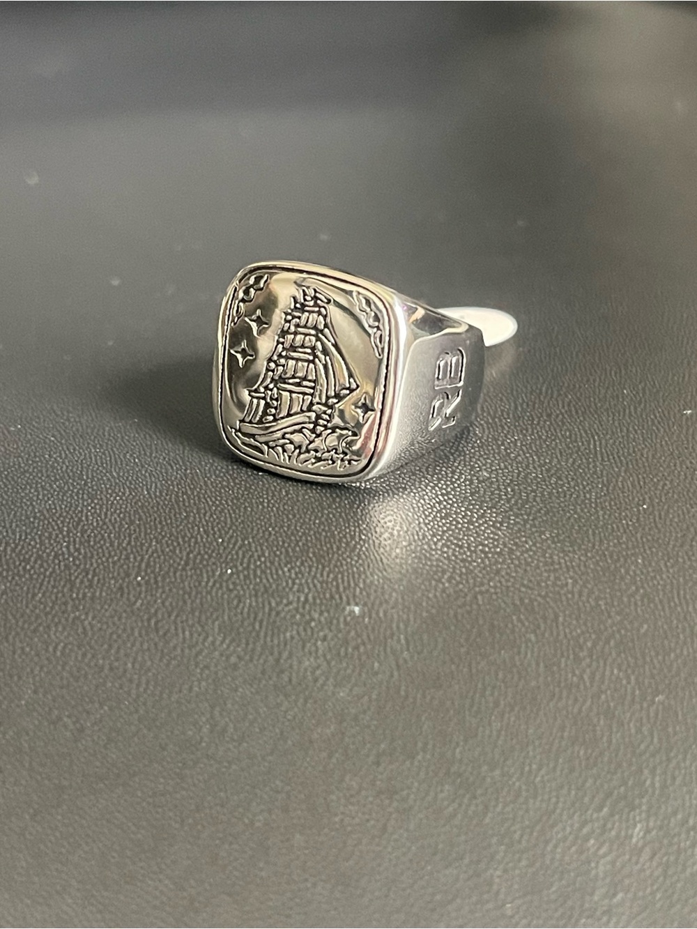 Nautical Crest Silver-Tone Signet Ring - Men's Jewelry